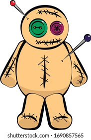 voodoo doll with buttons instead of eyes