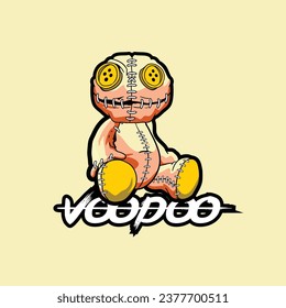 Voodoo doll cartoon character vector design template