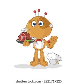 the voodoo doll chef with meat mascot. cartoon vector