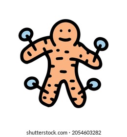 voodoo doll color vector doodle simple icon