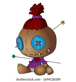 Voodoo doll colorful vector illustration on white background.