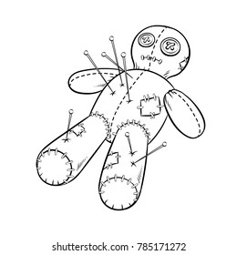 Voodoo doll coloring book vector illustration. Comic book style imitation.
