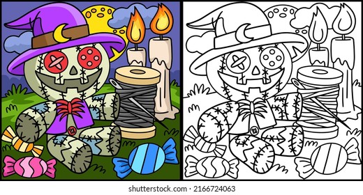 Ilustración de color de la página de color de muñeca Voodoo