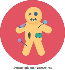 Voodoo Doll Concept, Needle felted Dead Child Vector Icon Design, Kids Dead Body  with Rags Sign, Halloween 31 October Symbol on White background