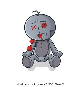 voodoo doll death mascot vector cartoon art illustration