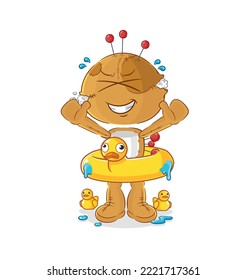 the voodoo doll with duck buoy cartoon. cartoon mascot vector