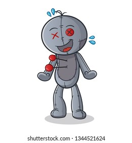 voodoo doll excited mascot vector cartoon art illustration