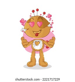 the voodoo doll fallin love vector. cartoon character