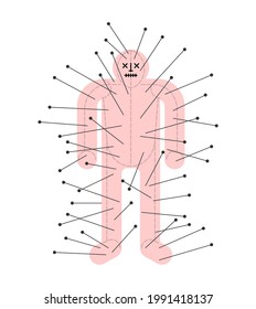 Voodoo Doll. Figurine of man pierced with needles