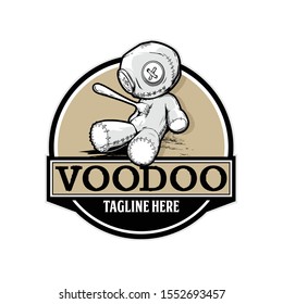 voodoo doll with a fork vector logo template