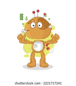 the voodoo doll full battery character. cartoon mascot vector