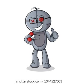 voodoo doll geek mascot vector cartoon art illustration