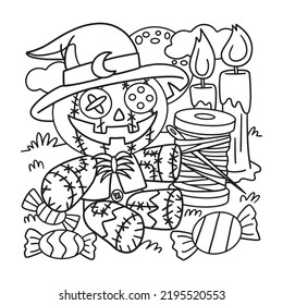 
Voodoo doll halloween coloring page for kids