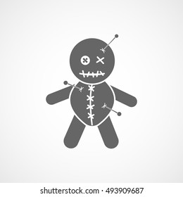 Voodoo Doll Halloween Concept Flat Icon On White Background