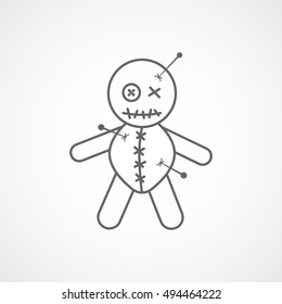 Voodoo Doll Halloween Concept  Line Icon On White Background