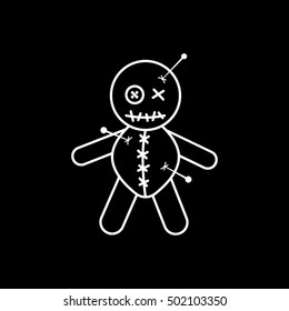 Voodoo Doll Halloween Concept Line Icon On Black Background