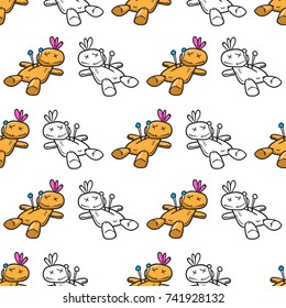 voodoo doll halloween seamless pattern vector cartoon