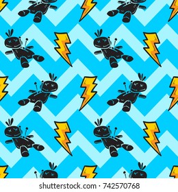 voodoo doll halloween seamless pattern vector cartoon