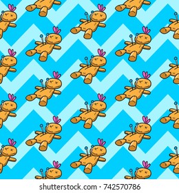 voodoo doll halloween seamless pattern vector cartoon
