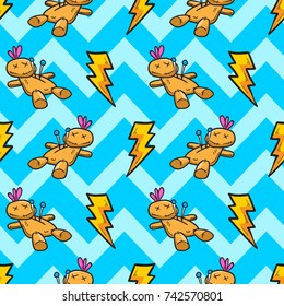 voodoo doll halloween seamless pattern vector cartoon