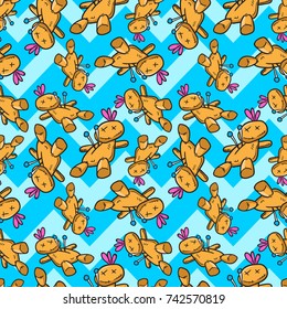 voodoo doll halloween seamless pattern vector cartoon