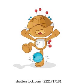 the voodoo doll hiten by bowling cartoon. cartoon mascot vector
