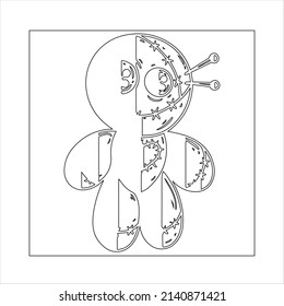 voodoo doll , horror coloring book page , coloring page for kids , coloring page Adults