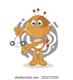 la caricatura hipnotizante del muñeco vudú. vector de mascota de dibujos animados