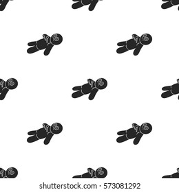 Voodoo doll icon in black style isolated on white background. Black and white magic pattern stock vector illustration.