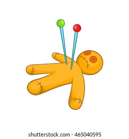 Voodoo doll icon in cartoon style. Illustration of voodoo doll vector icon isolated