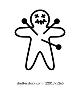 Voodoo doll icon. Curse witch. Pictogram isolated on a white background. Vector illustration.