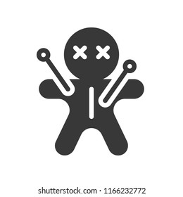 voodoo doll icon, halloween character related set, glyph style