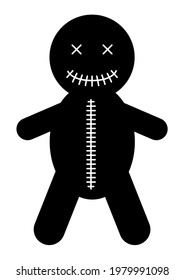 Voodoo doll icon, halloween death toy. Cartoon magic symbol, magical vector illustration .