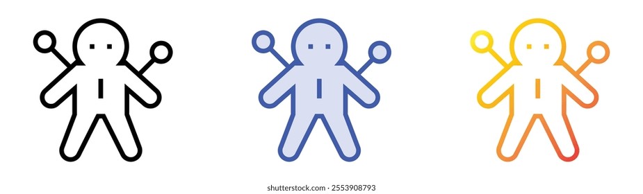 voodoo doll icon. Linear, Blue Fill and Gradient Style Design Isolated On White Background