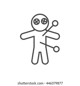 voodoo doll icon. doll with needles in a thin line style vector illustration