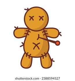 Voodoo doll icon vector. Ritual object for witchcraft, magic and casting spells or damage to a person.