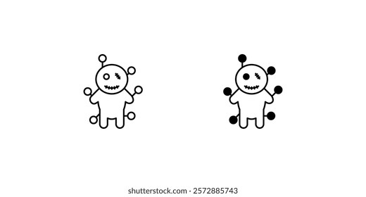 voodoo doll icon with white background vector stock illustration