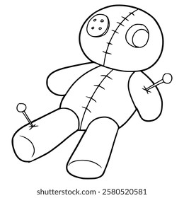 voodoo doll illustration hand drawn outline vector