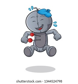 voodoo doll jumping mascot vector cartoon art illustration
