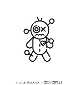 Voodoo Doll Line Icon - Halloween Elements Icon Vector Illustration.