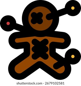 Diseño de icono de estilo de línea de muñeca vudú