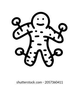 voodoo doll line vector doodle simple icon