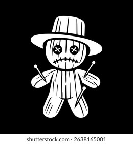 Voodoo doll logo illustration template black and white in circle