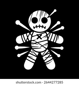Voodoo doll logo illustration template black and white in circle