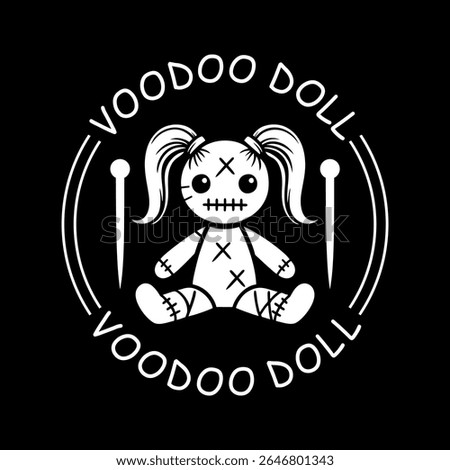 Voodoo doll logo illustration template black and white in circle