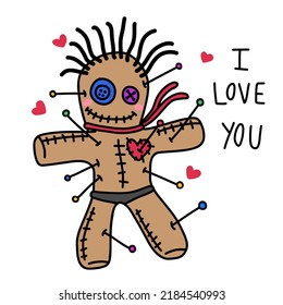 Voodoo Doll I Love You Cartoon Vector Illustration