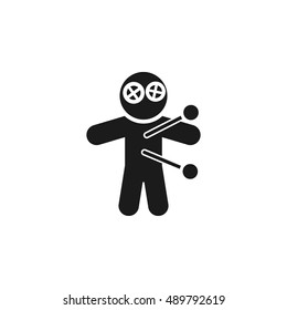 voodoo doll with needles simple monochrome icon.