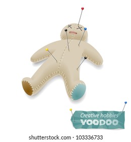 Voodoo doll with pins, eps8 vector