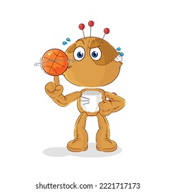 la muñeca vudú jugando mascota de baloncesto. vector de dibujos animados