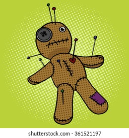 Voodoo Doll pop art style vector illustration. Comic book style imitation